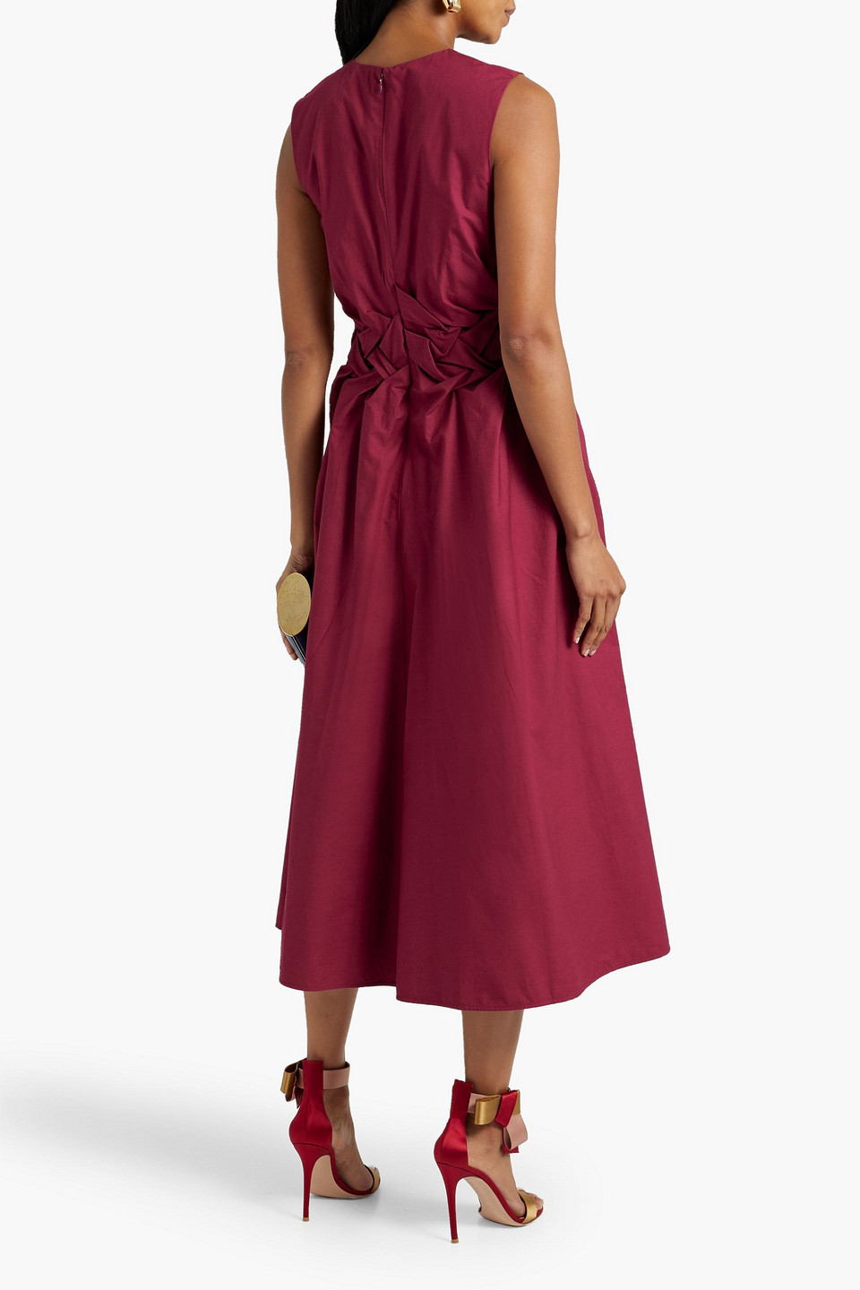 Shop Roksanda Eifal Woven Cotton-poplin Midi Dress In Plum