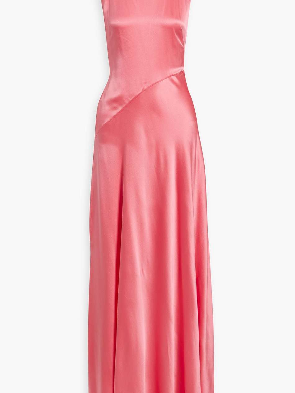 klanira draped silk-satin gown