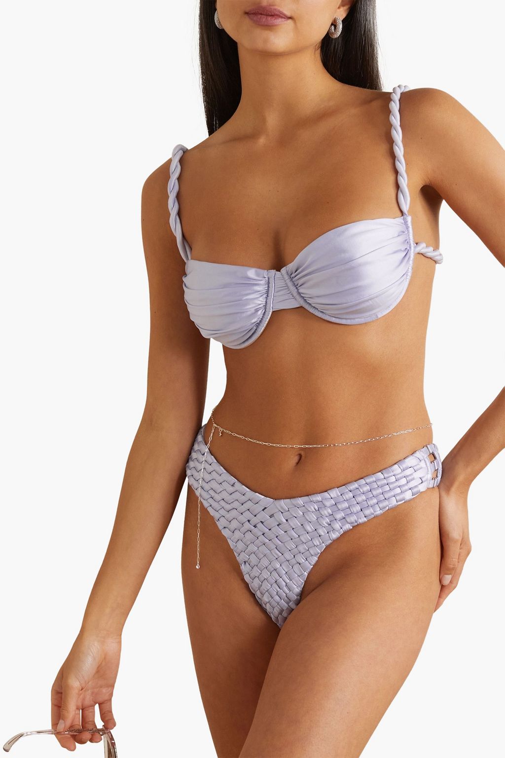 ISA BOULDER Fullweave woven stretch-satin bikini briefs