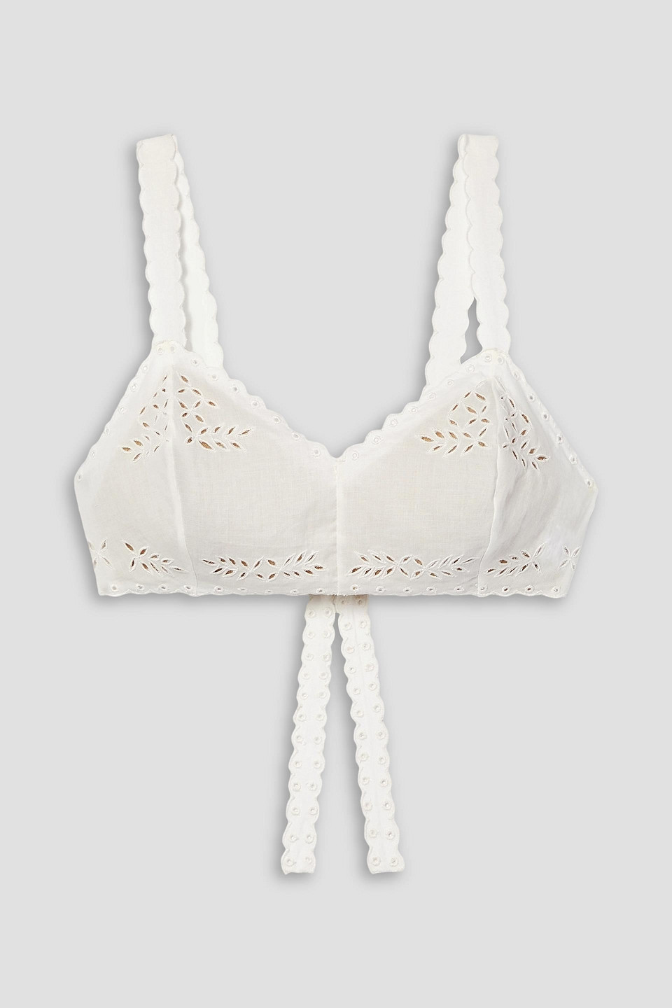 Miguelina Jules Broderie Anglaise Cotton-voile Bra Top In Off-white