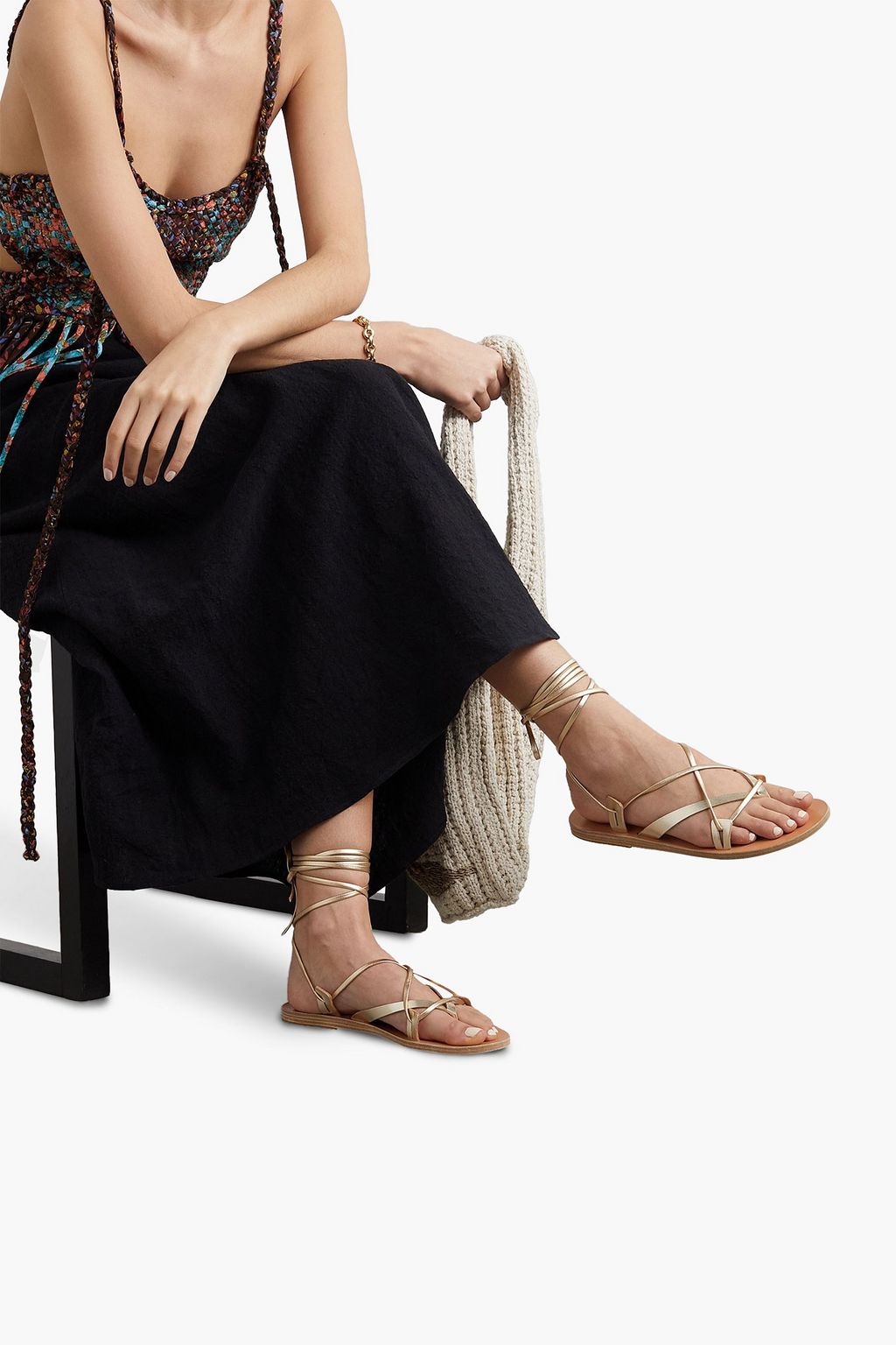 ANCIENT GREEK SANDALS Artemis de Gabies metallic leather sandals