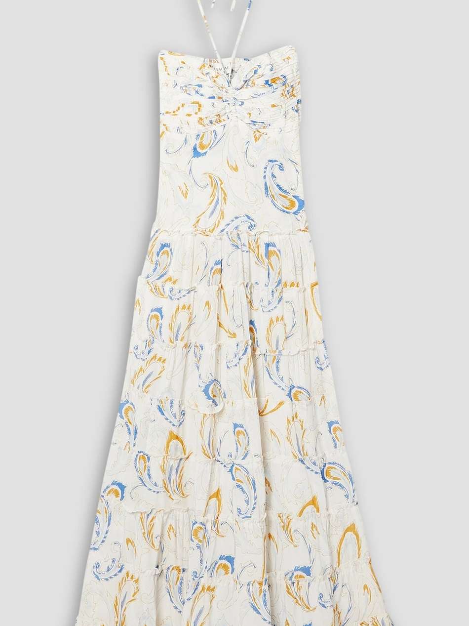 phoebe tiered  printed silk halterneck maxi dress
