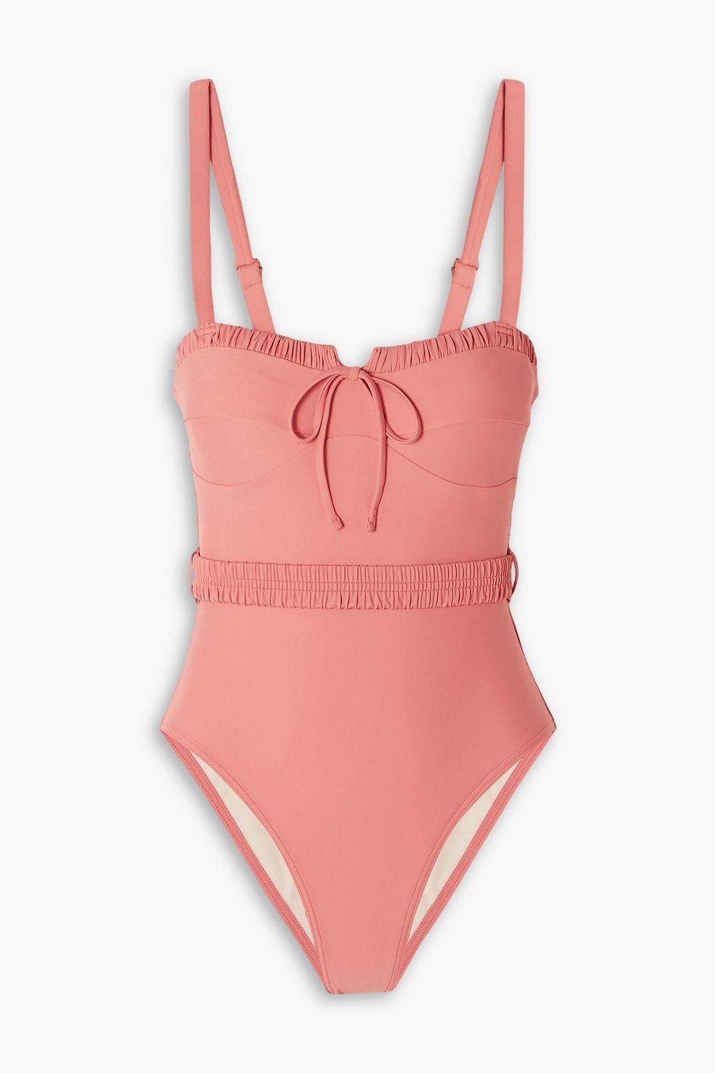 PEONY SWIMWEAR Vacation belted ruched swimsuit THE