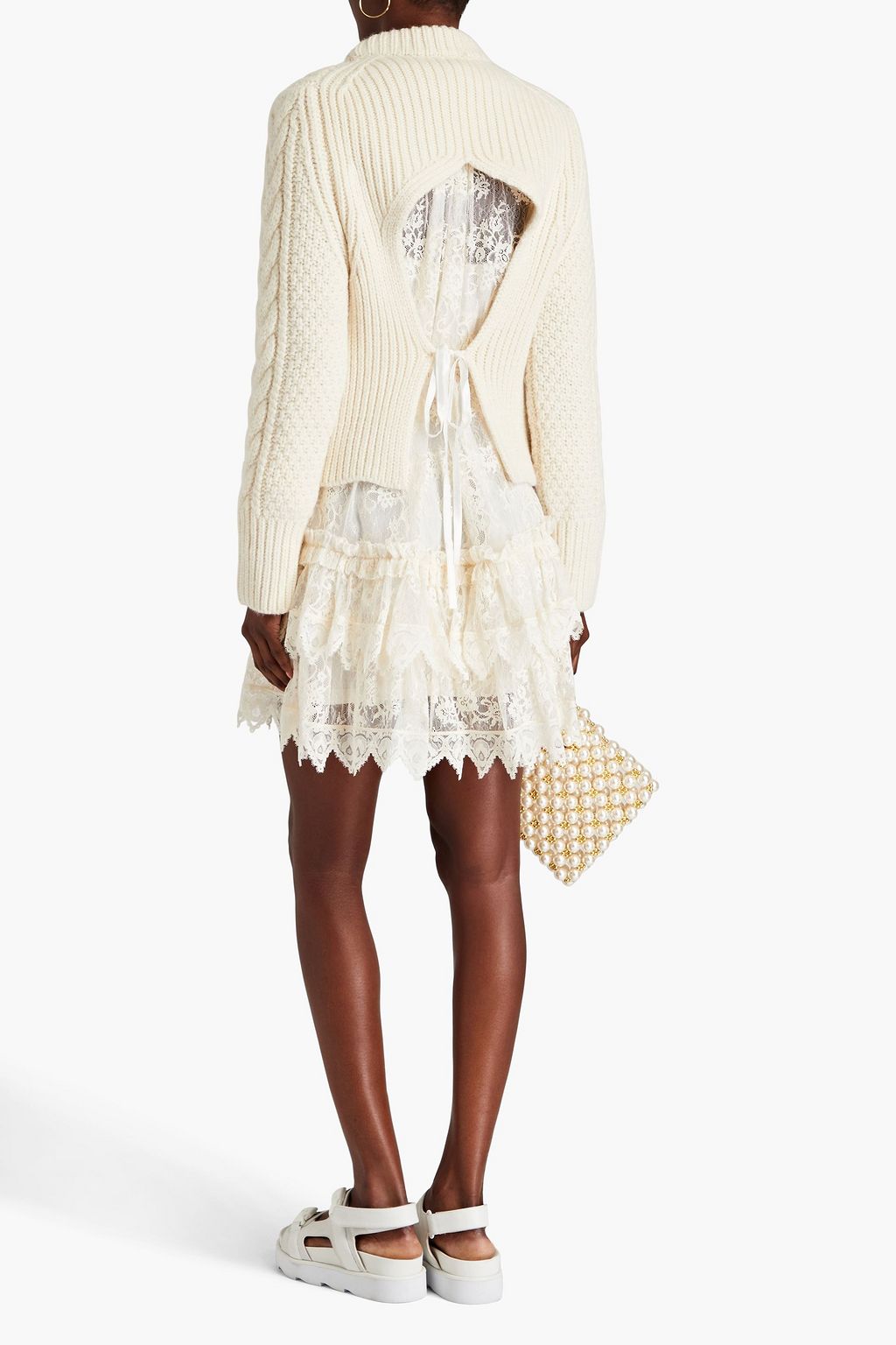 CECILIE BAHNSEN Hope cutout cable-knit wool and alpaca-blend sweater