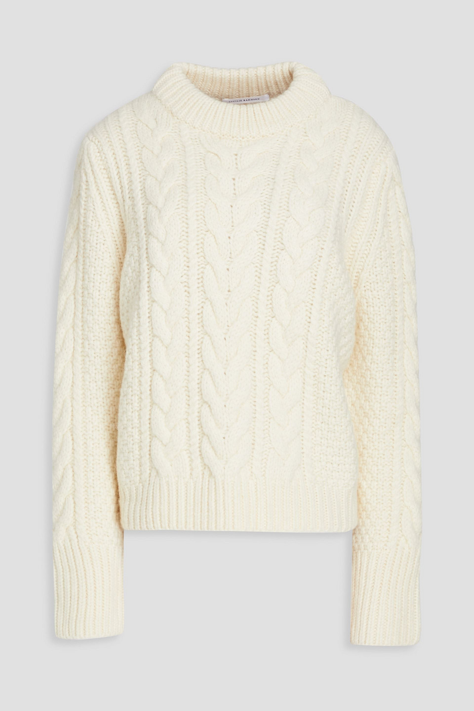Cecilie Bahnsen Hope Cutout Cable-knit Wool And Alpaca-blend Sweater In Ecru