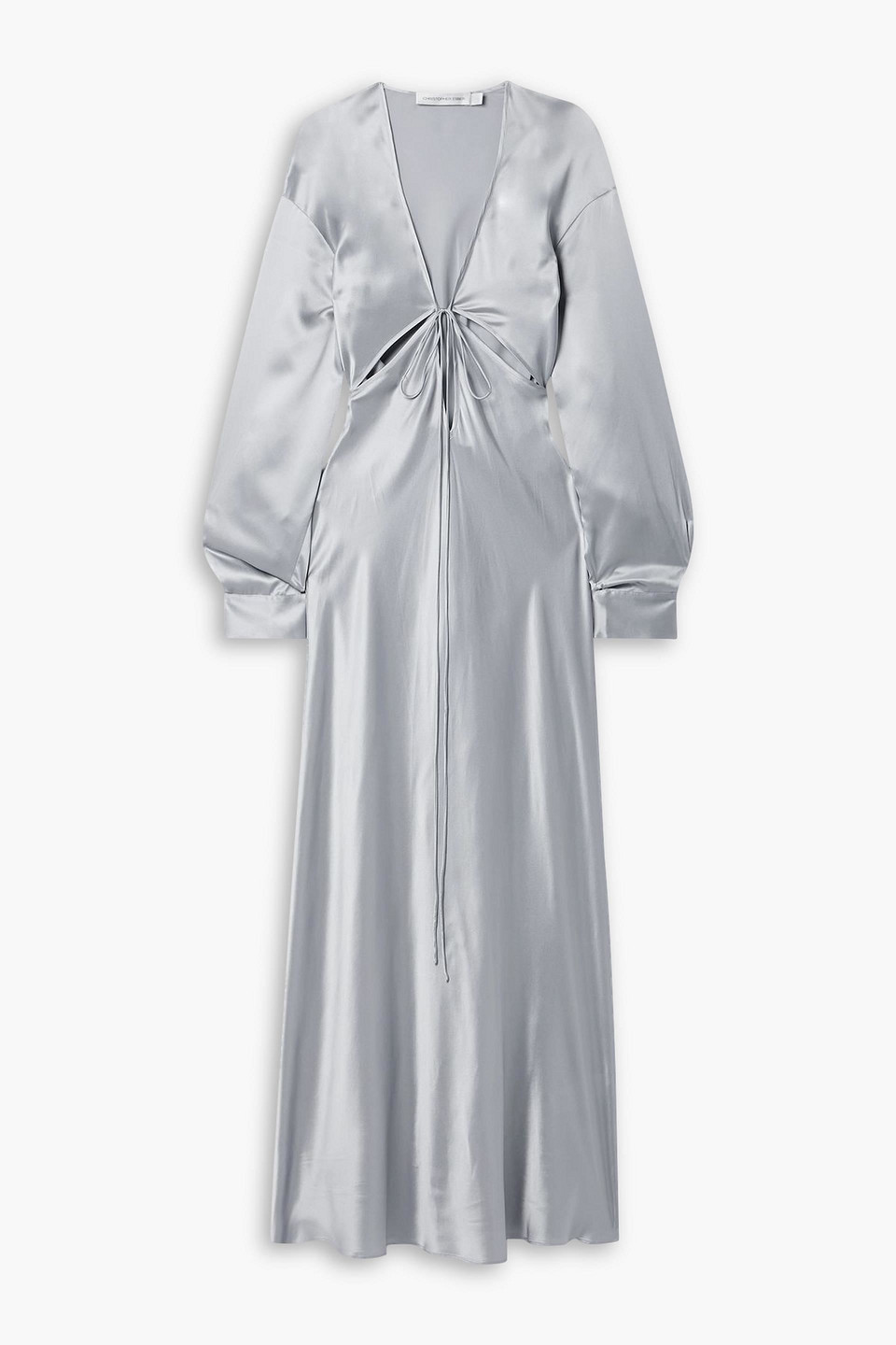 Christopher Esber Triquetra Cutout Silk-satin Maxi Dress In Gray