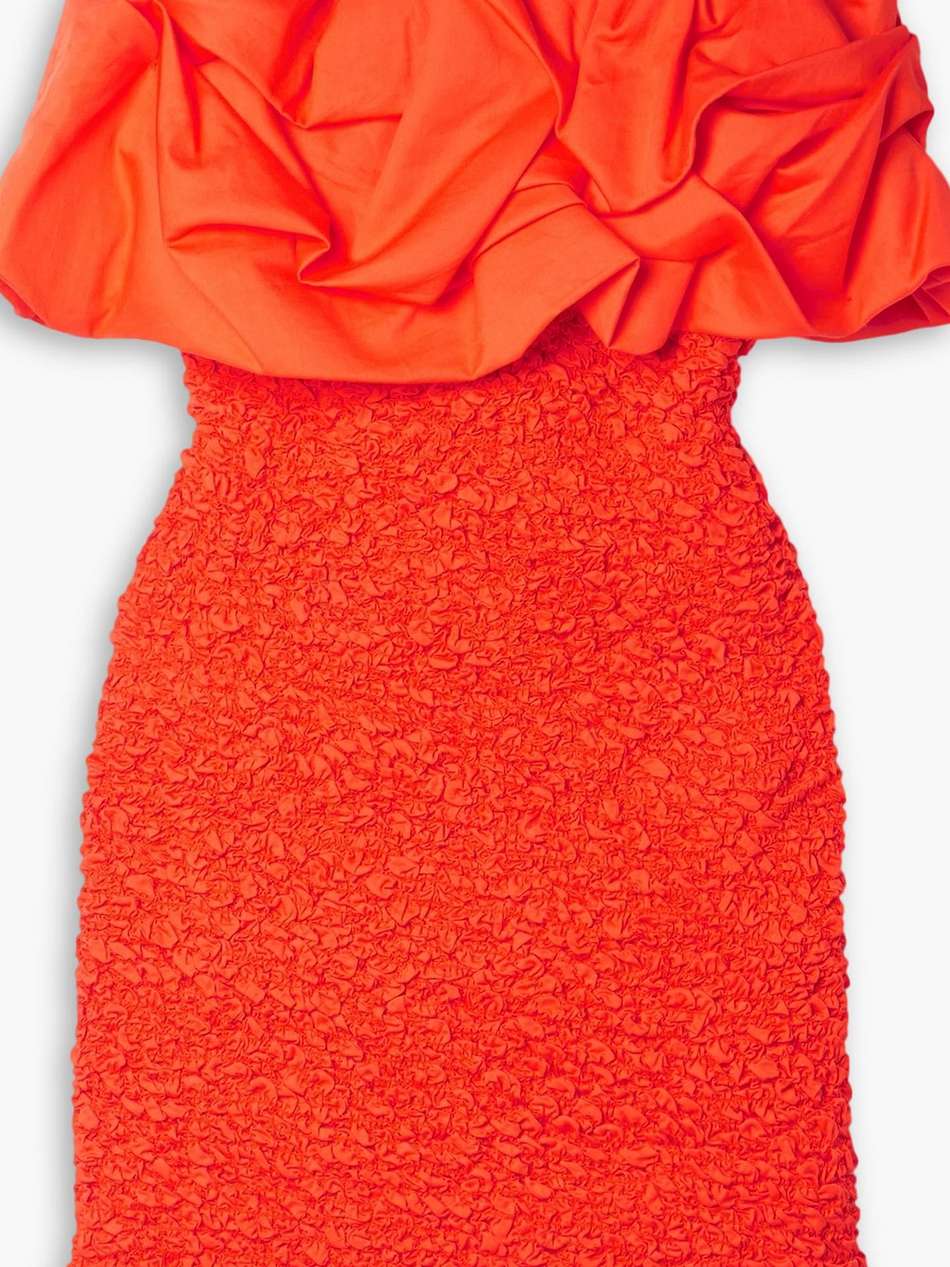kenza strapless ruffled cotton-poplin and popcorn jersey mini dress