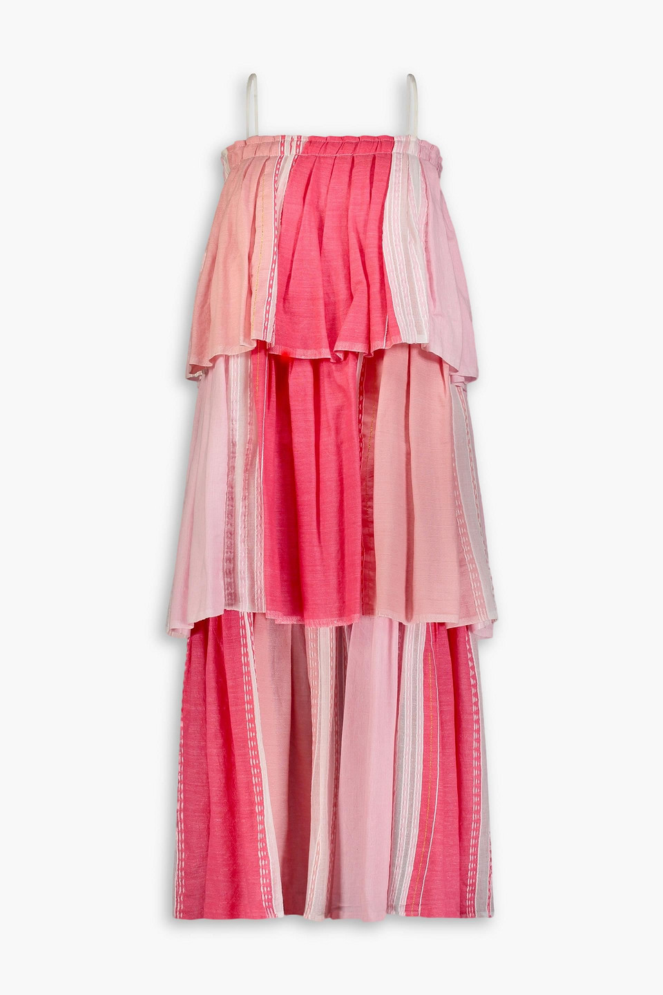 Lemlem Eshal Tiered Embroidered Cotton-gauze Maxi Dress In Multi