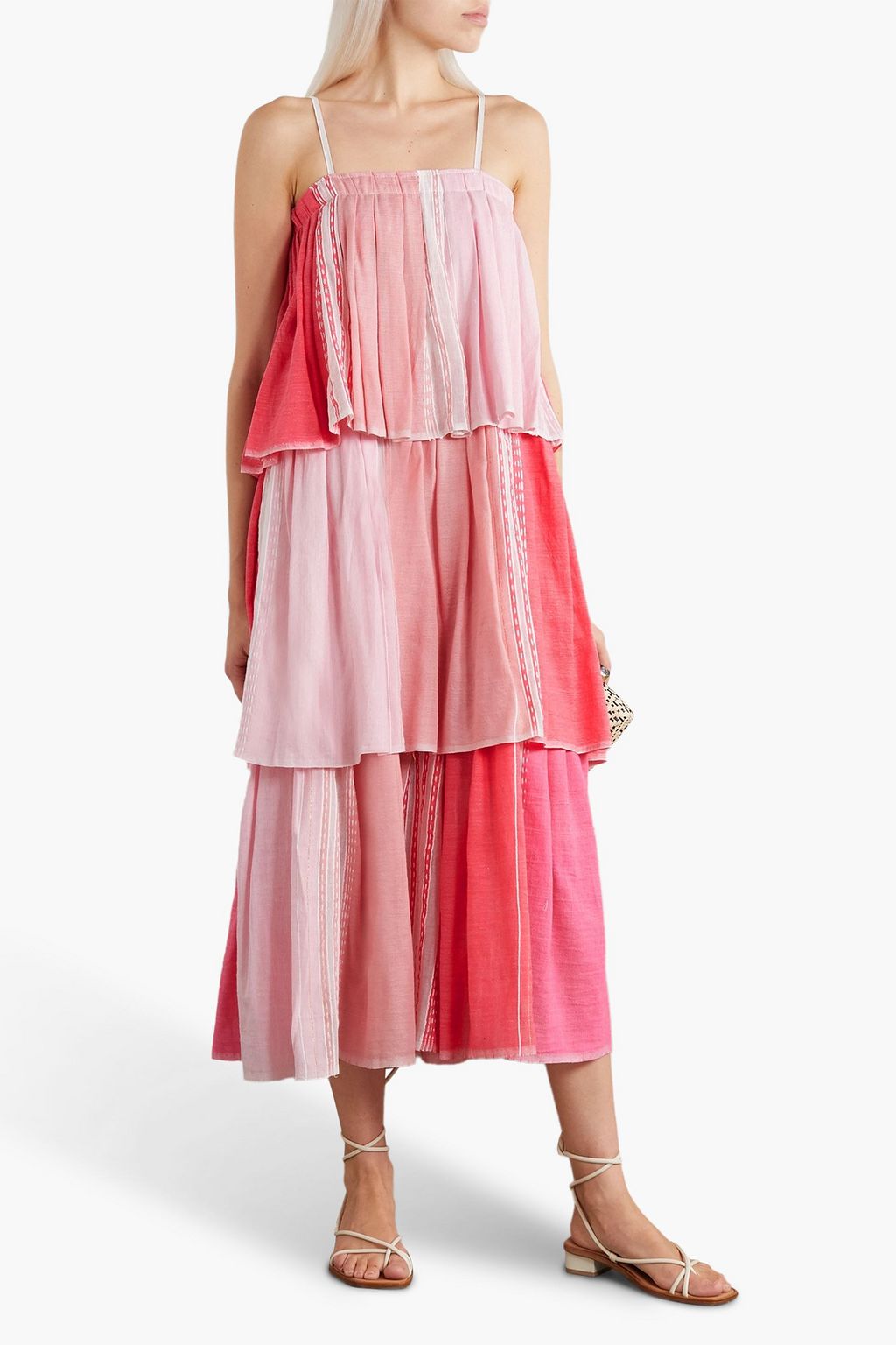 LEMLEM Eshal tiered embroidered cottongauze maxi dress THE