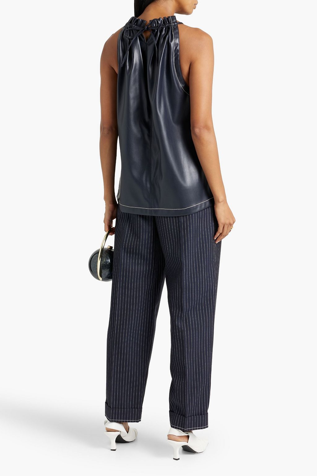 3.1 PHILLIP LIM Gathered faux leather top