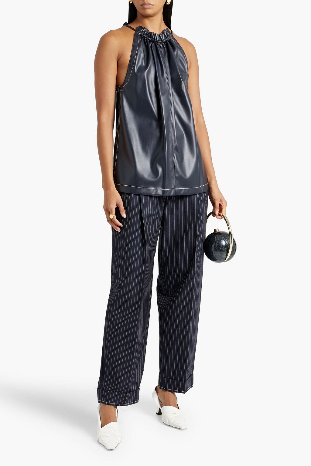 3.1 PHILLIP LIM Gathered faux leather top