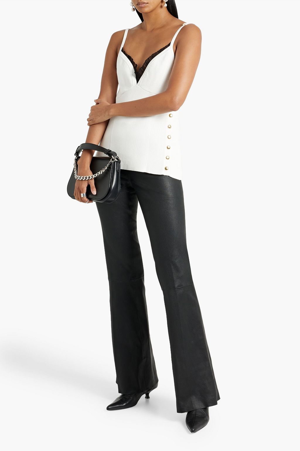 3.1 PHILLIP LIM Tulle-trimmed stretch-knit camisole