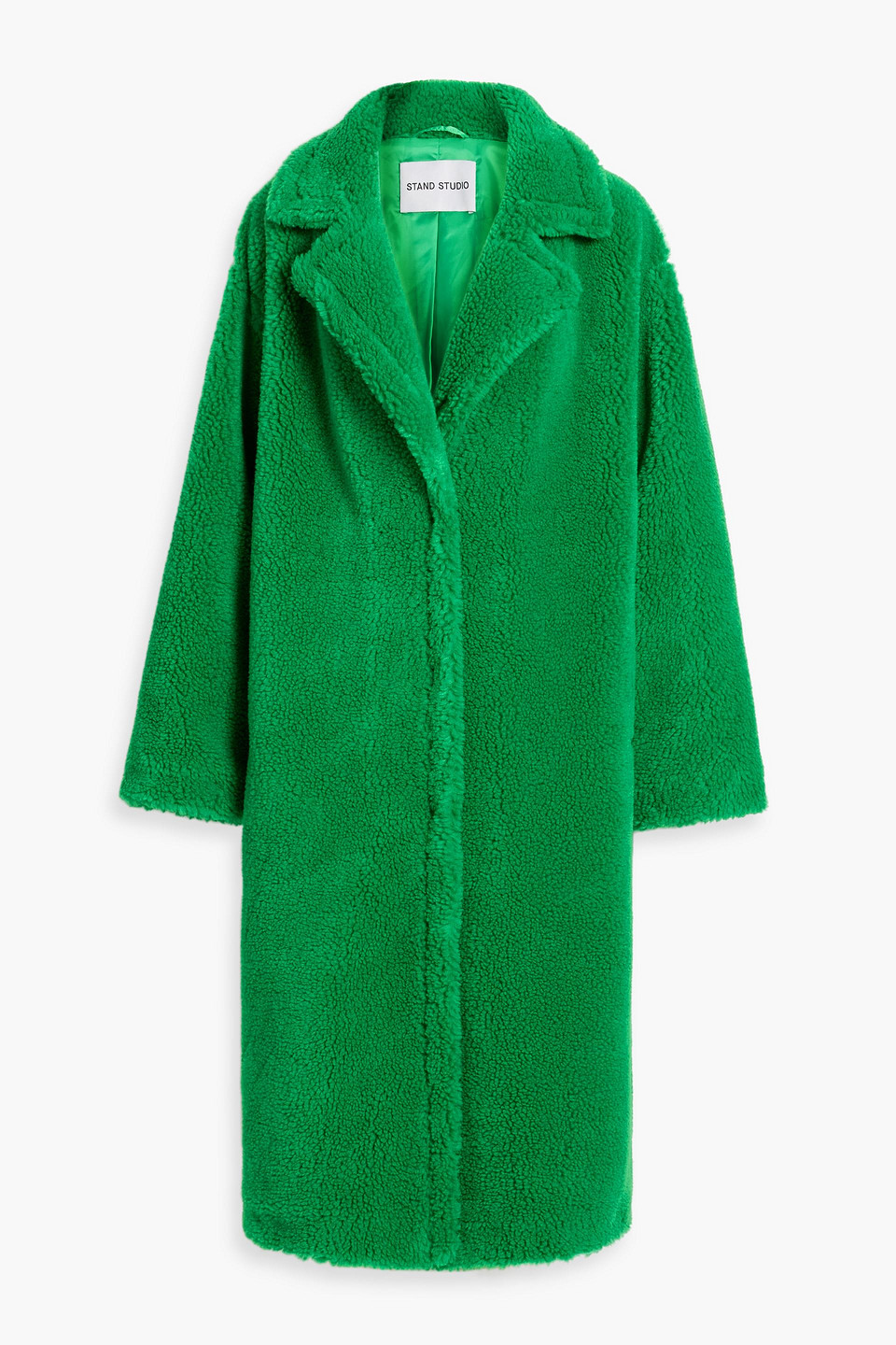 Stand Studio Maria Oversized Faux Shearling Coat In Green