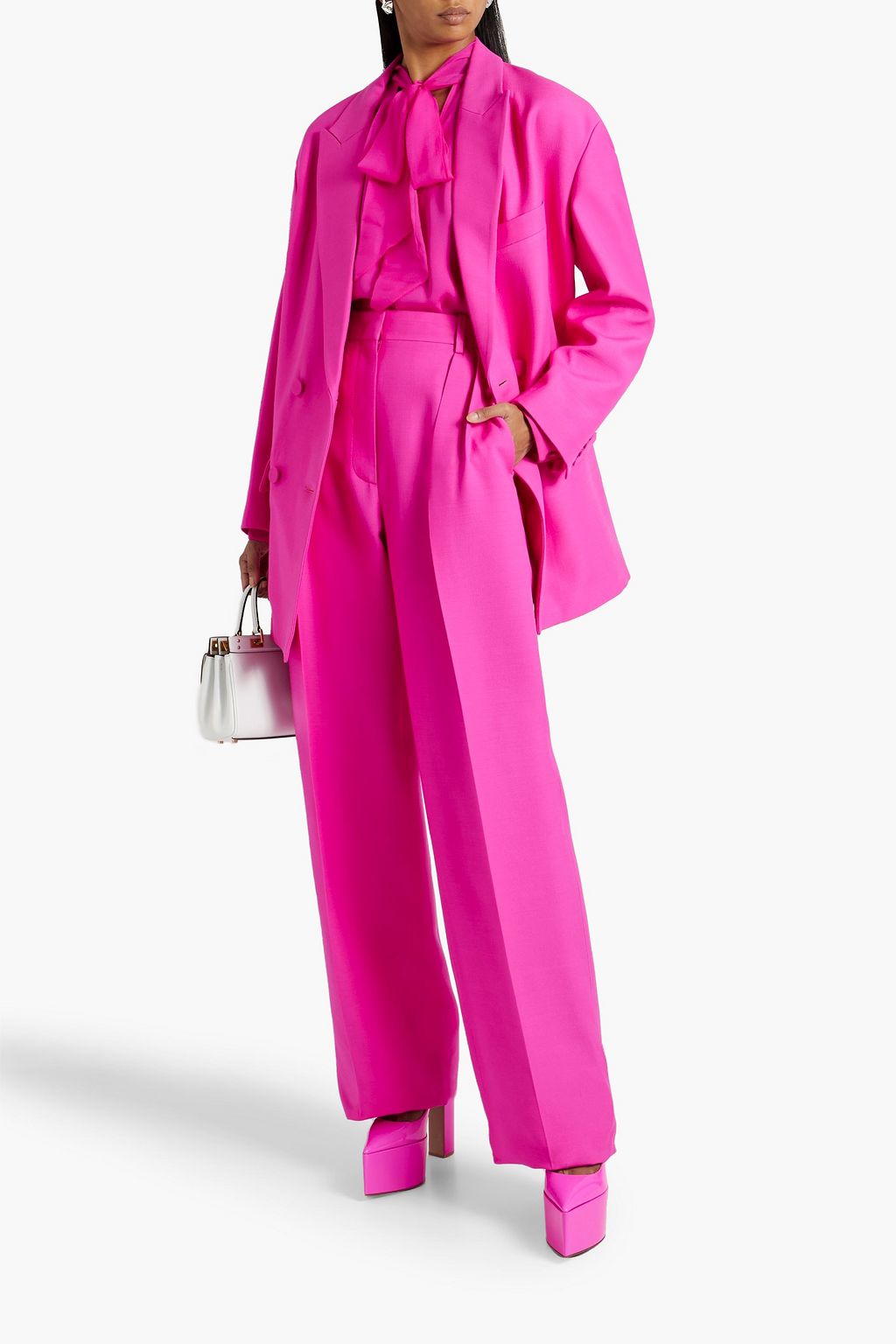 VALENTINO GARAVANI Double-breasted wool and silk-blend crepe blazer