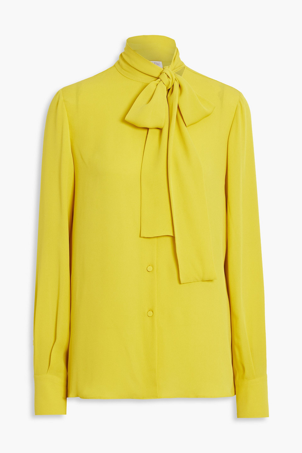 Pussy-bow silk crepe de chine blouse