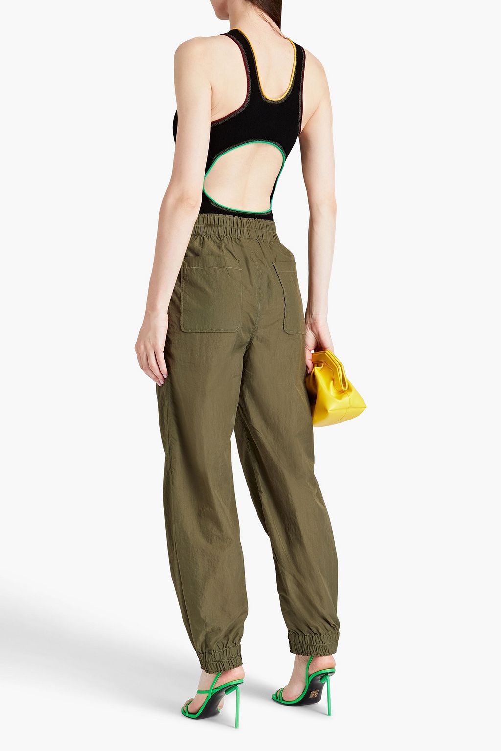 VICTORIA BECKHAM コットン混テリー ボディスーツ カットアウト