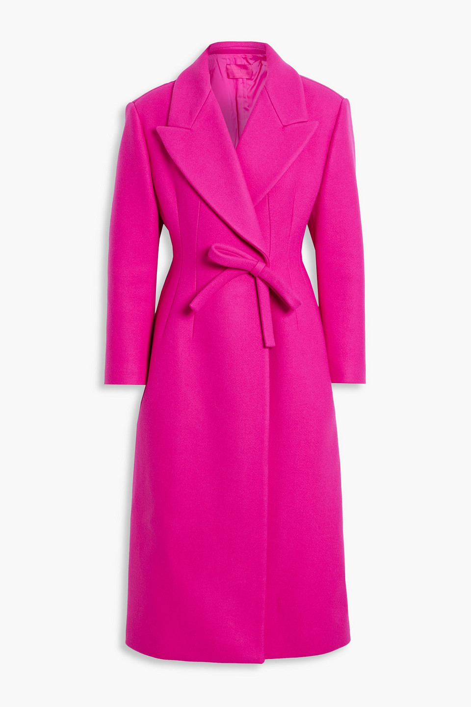 VALENTINO DOUBLE-BREASTED BOW-EMBELLISHED WOOL-BLEND FELT COAT