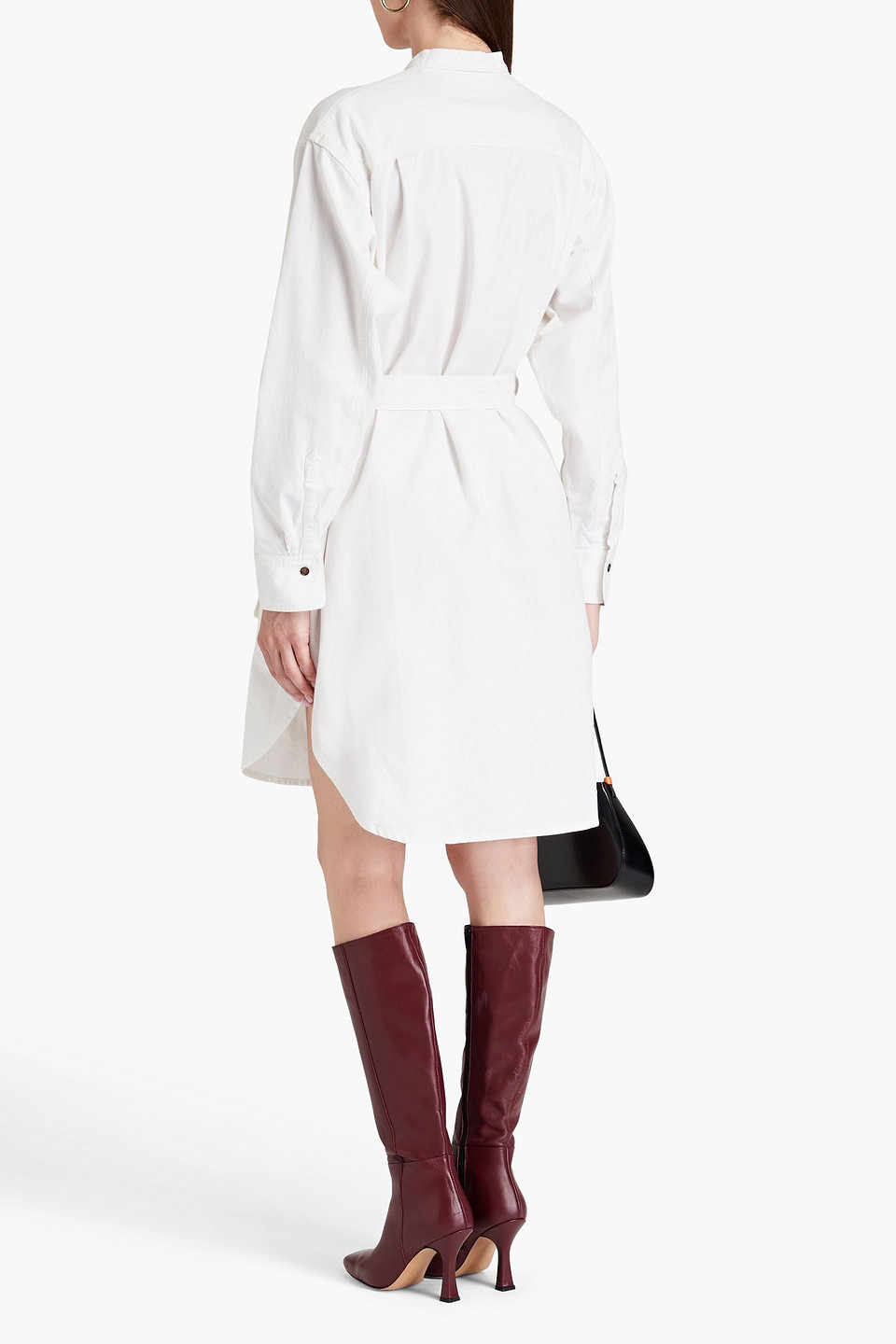 Shop Victoria Beckham Belted Cotton-canvas Shirt Dress In Ecru