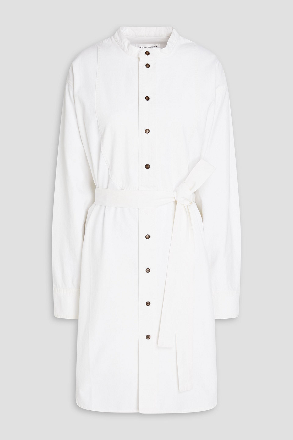 Victoria Beckham Belted Cotton-canvas Shirt Dress In Ecru