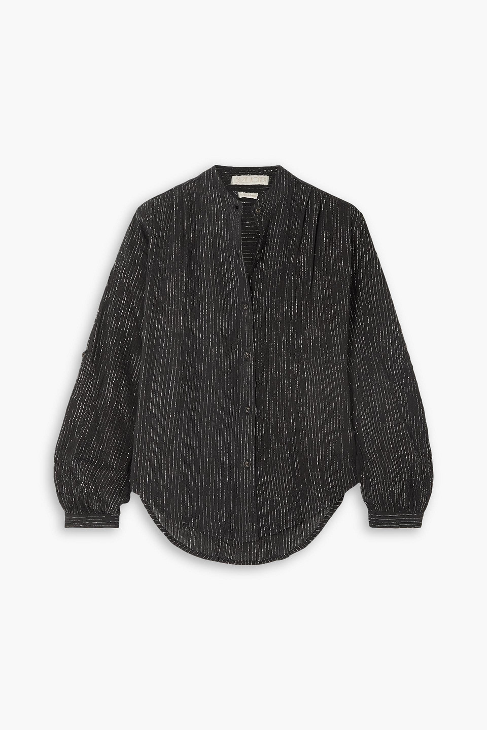 Suzie Kondi Koubi Gestreifte Bluse Aus Baumwollgaze Mit Metallic-effekt In Black