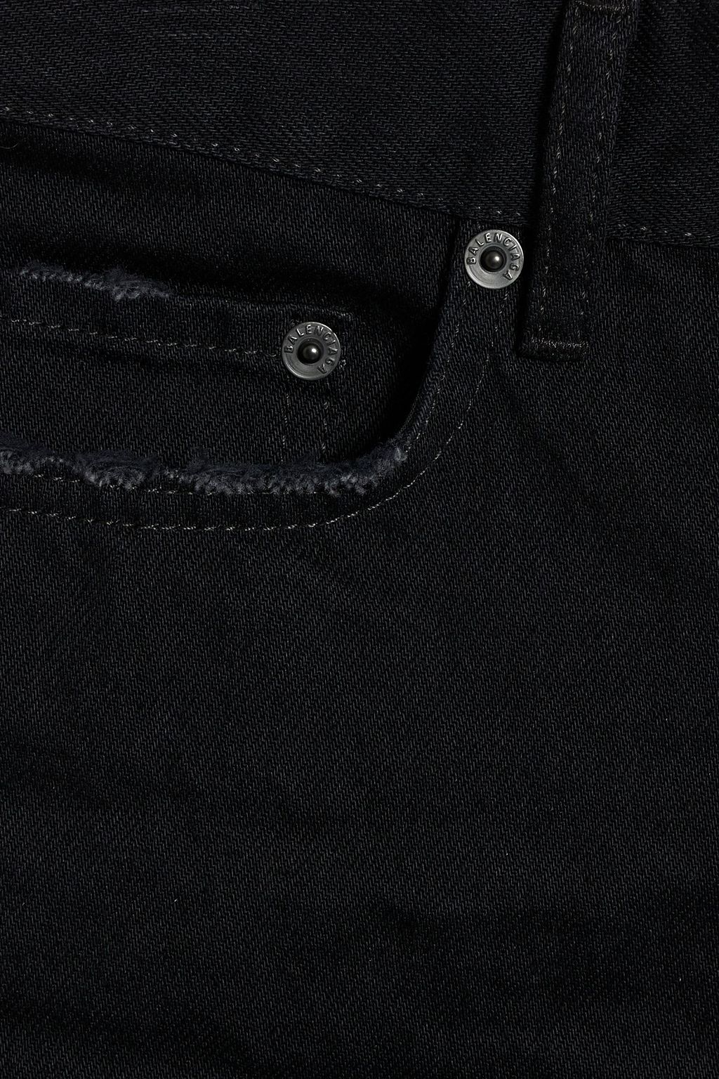 BALENCIAGA Frayed denim mini skirt