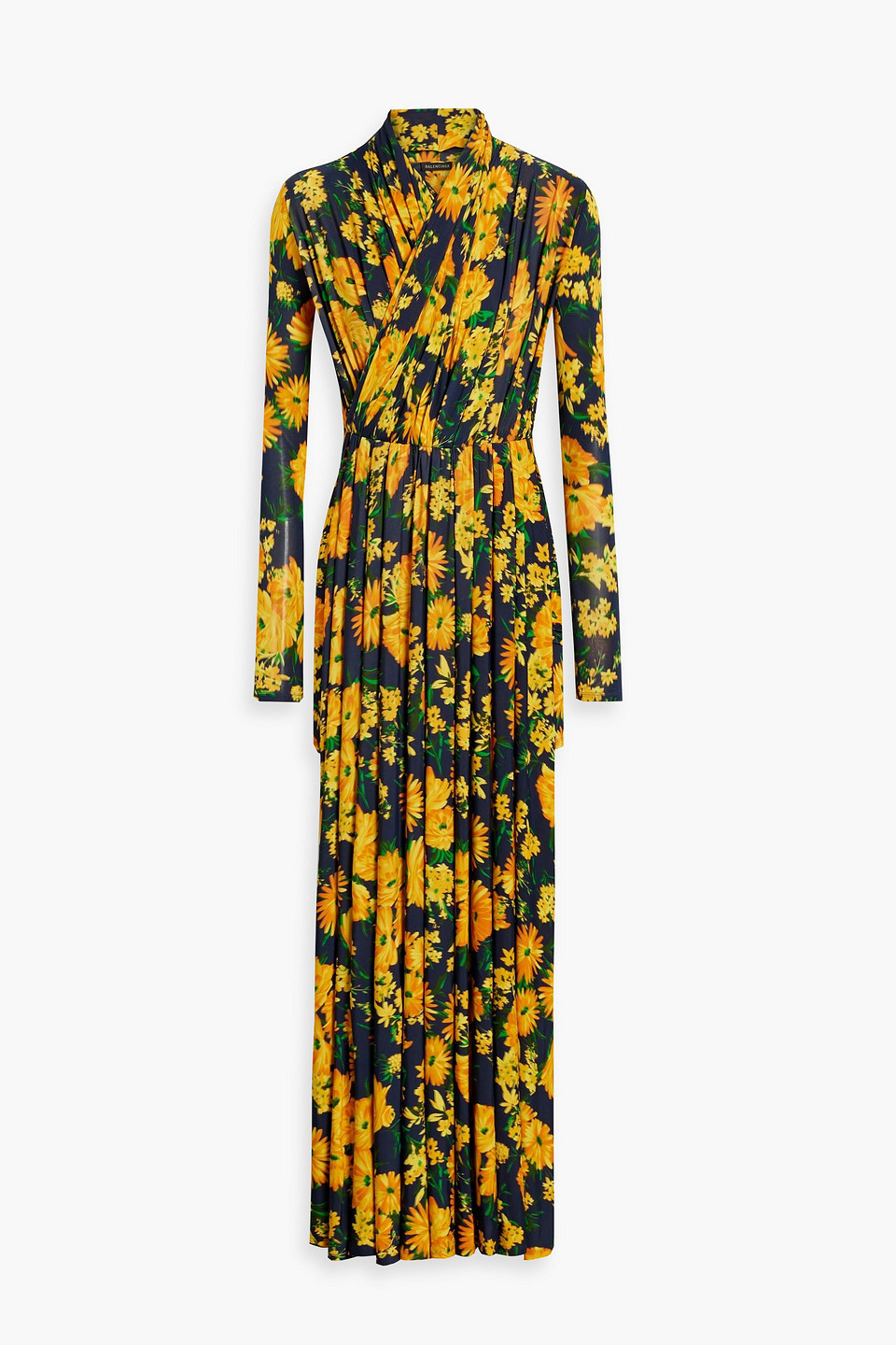 Shop Balenciaga Layered Floral-print Stretch-jersey Playsuit In Yellow