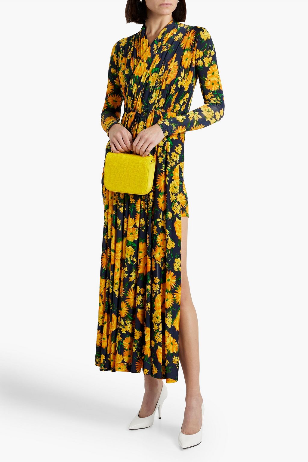 BALENCIAGA Layered floral-print stretch-jersey playsuit