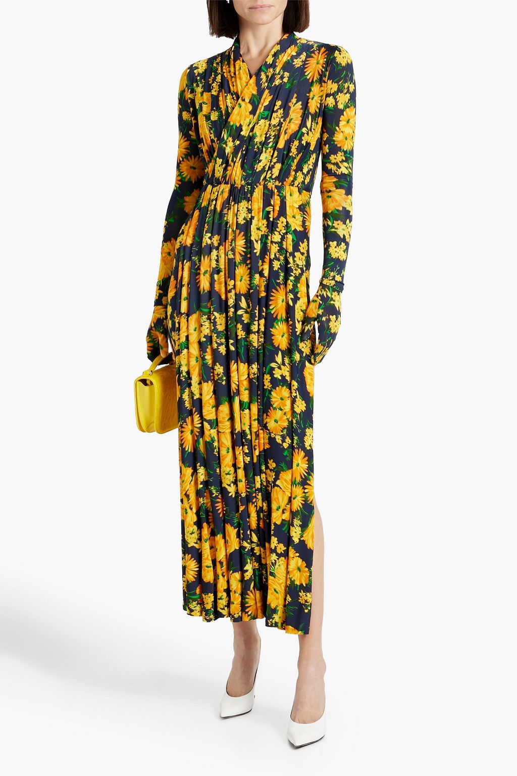 BALENCIAGA Layered floral-print stretch-jersey playsuit
