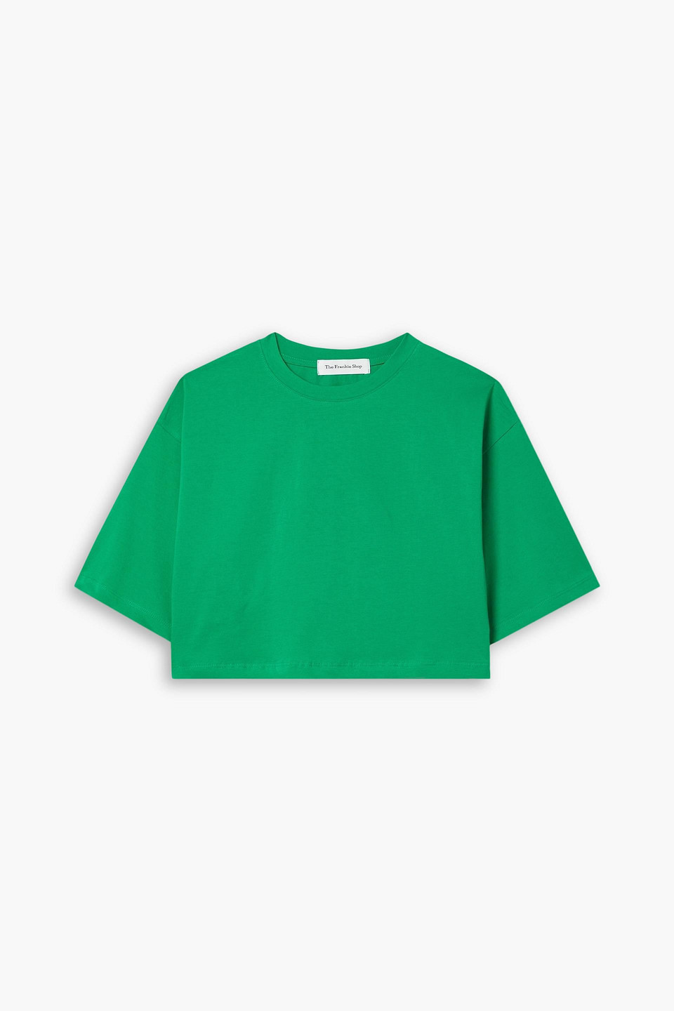 The Frankie Shop Karina Cropped Cotton-jersey T-shirt In Green