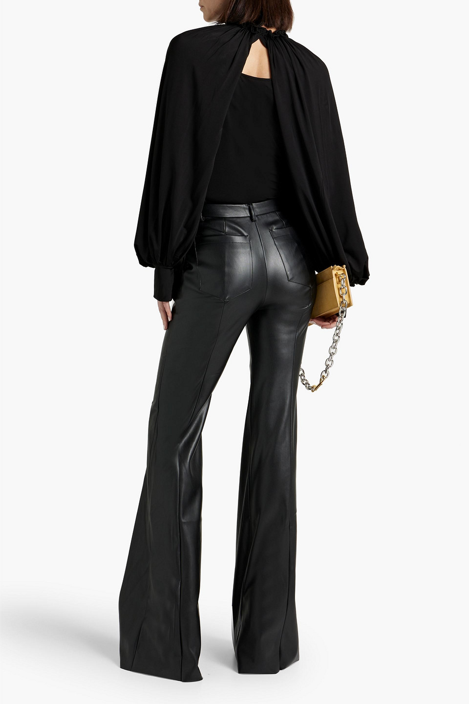 Palmer Harding Faux Leather Flared Pants In Black