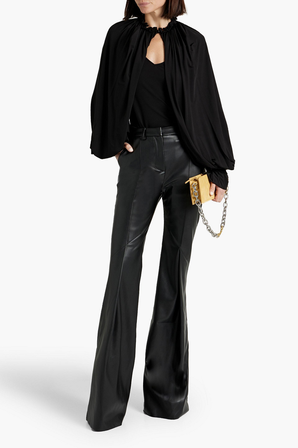 Shop Palmer Harding Faux Leather Flared Pants In Black