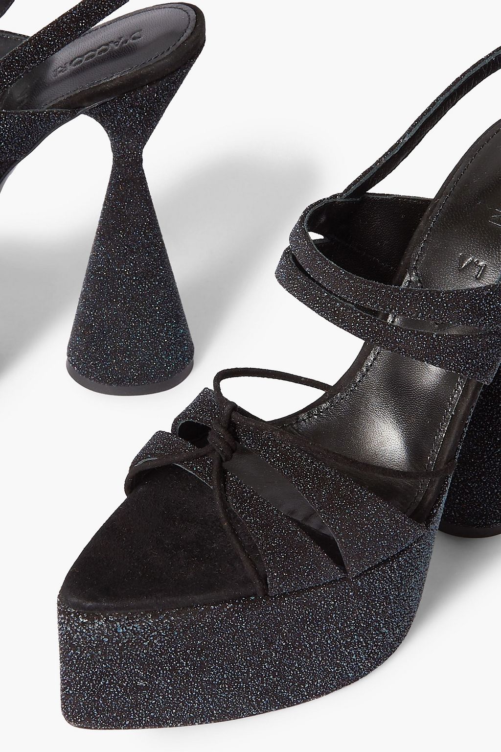 D'ACCORI Belle glittered leather platform sandals