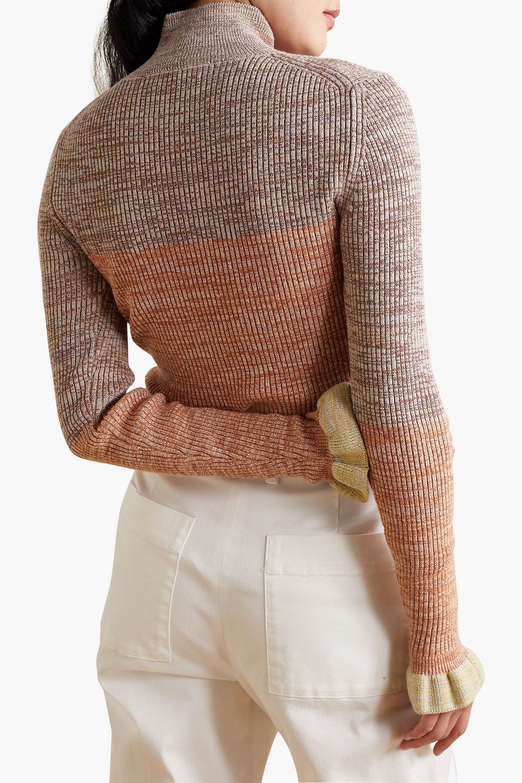 ULLA JOHNSON Violette striped ribbed-knit turtleneck sweater