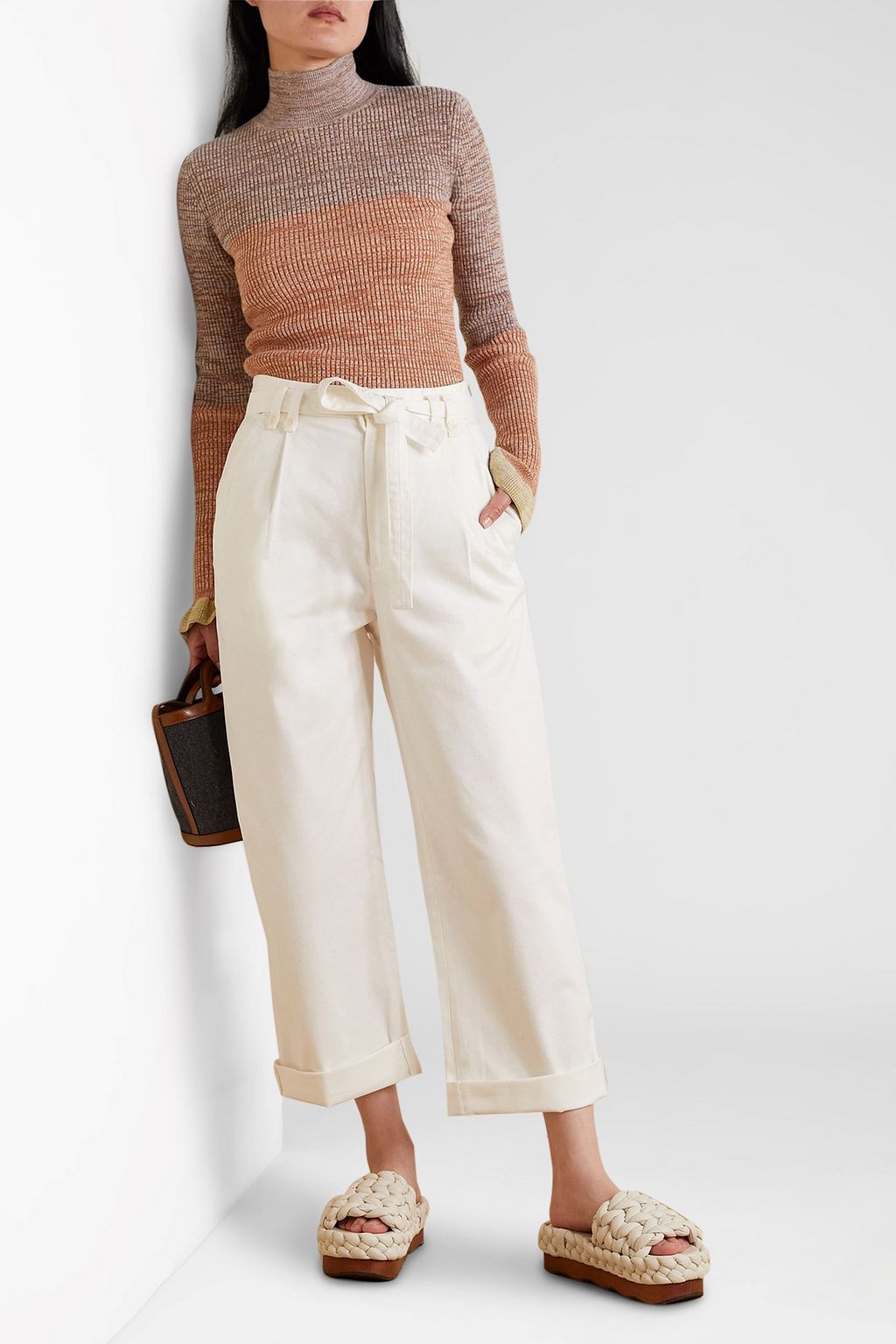 ULLA JOHNSON Violette striped ribbed-knit turtleneck sweater