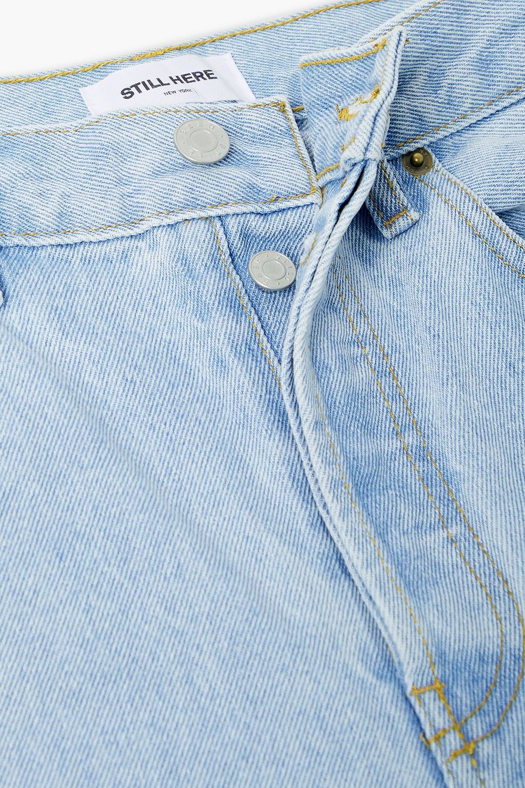 STILL HERE جينز «تيت» بخصر عالٍ وأرجل مستقيمة بحواف من الصوف بنقشة مربعات