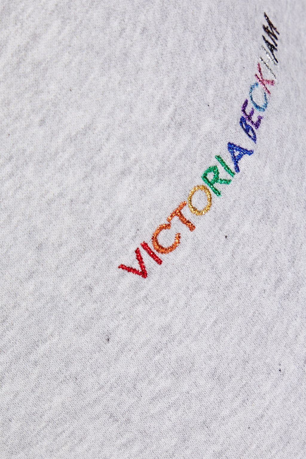 VICTORIA BECKHAM Embroidered mélange cottonfleece track pants THE