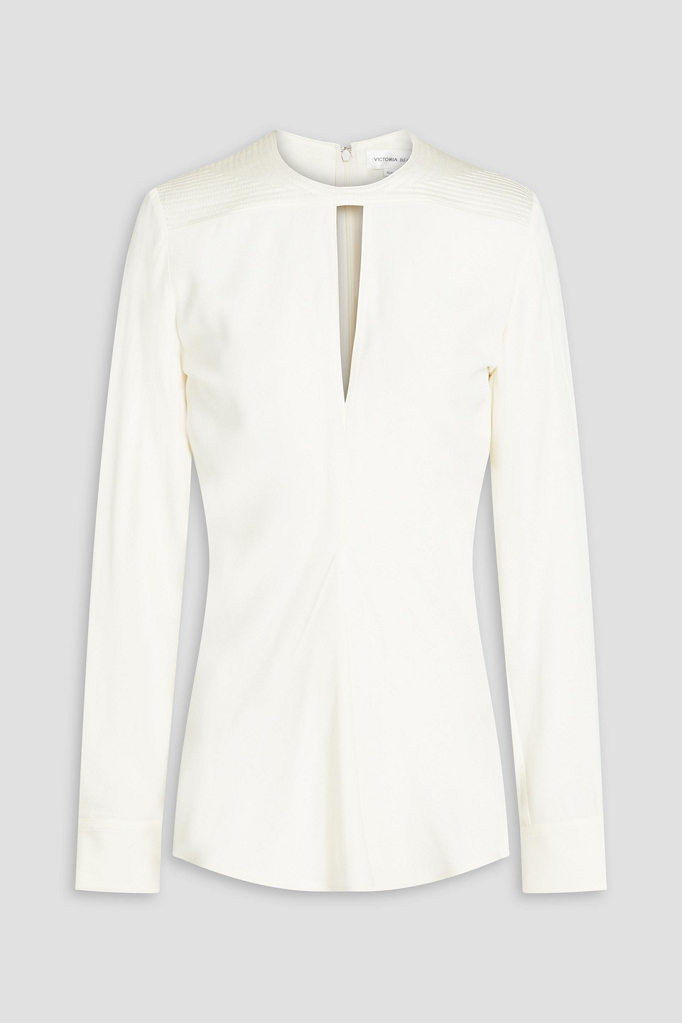 Victoria Beckham Cutout Satin-crepe Top In Ivory