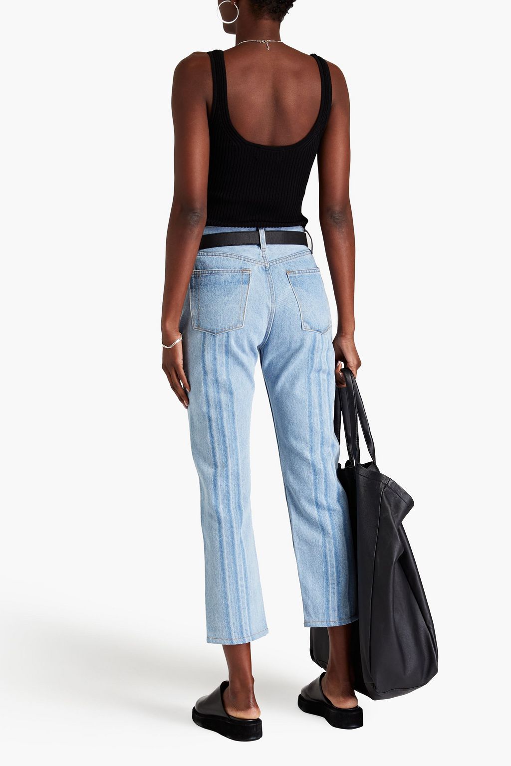 STILL HERE Shibori Tate cropped high-rise straight-leg jeans