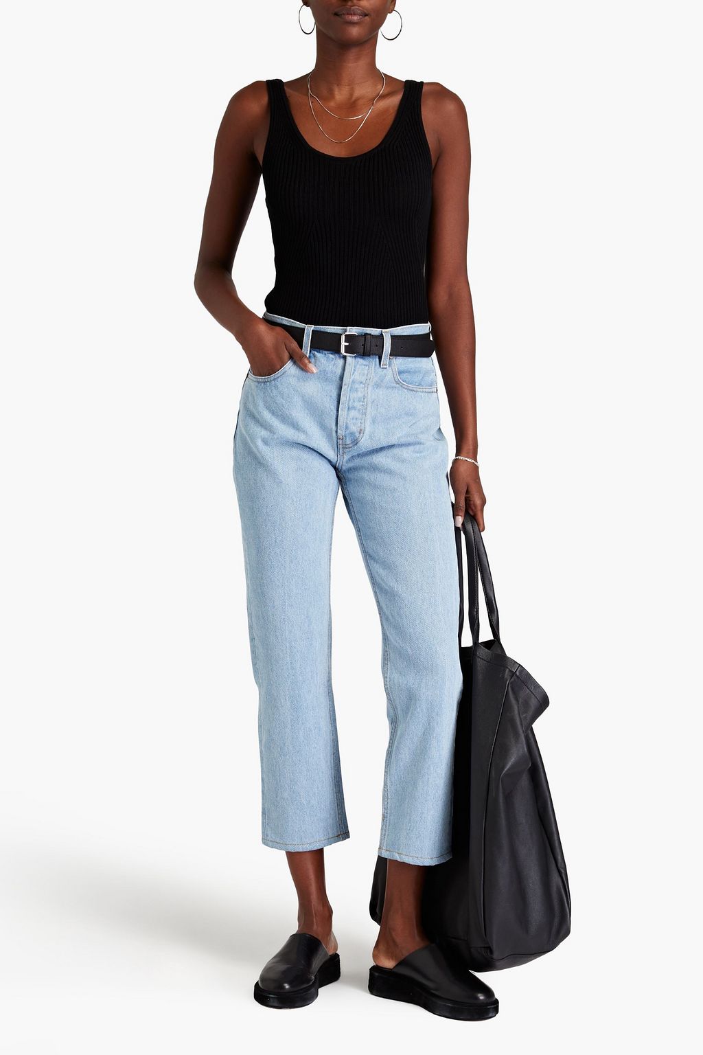 STILL HERE Shibori Tate cropped high-rise straight-leg jeans