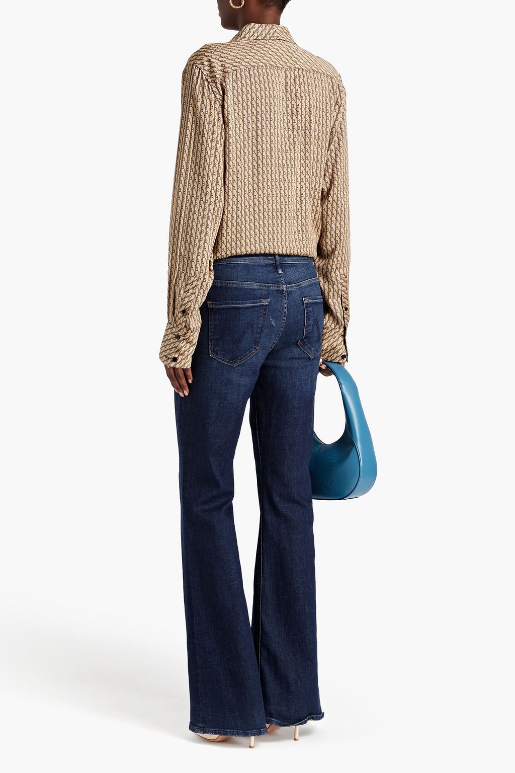 VICTORIA BECKHAM Logo-print satin-twill shirt