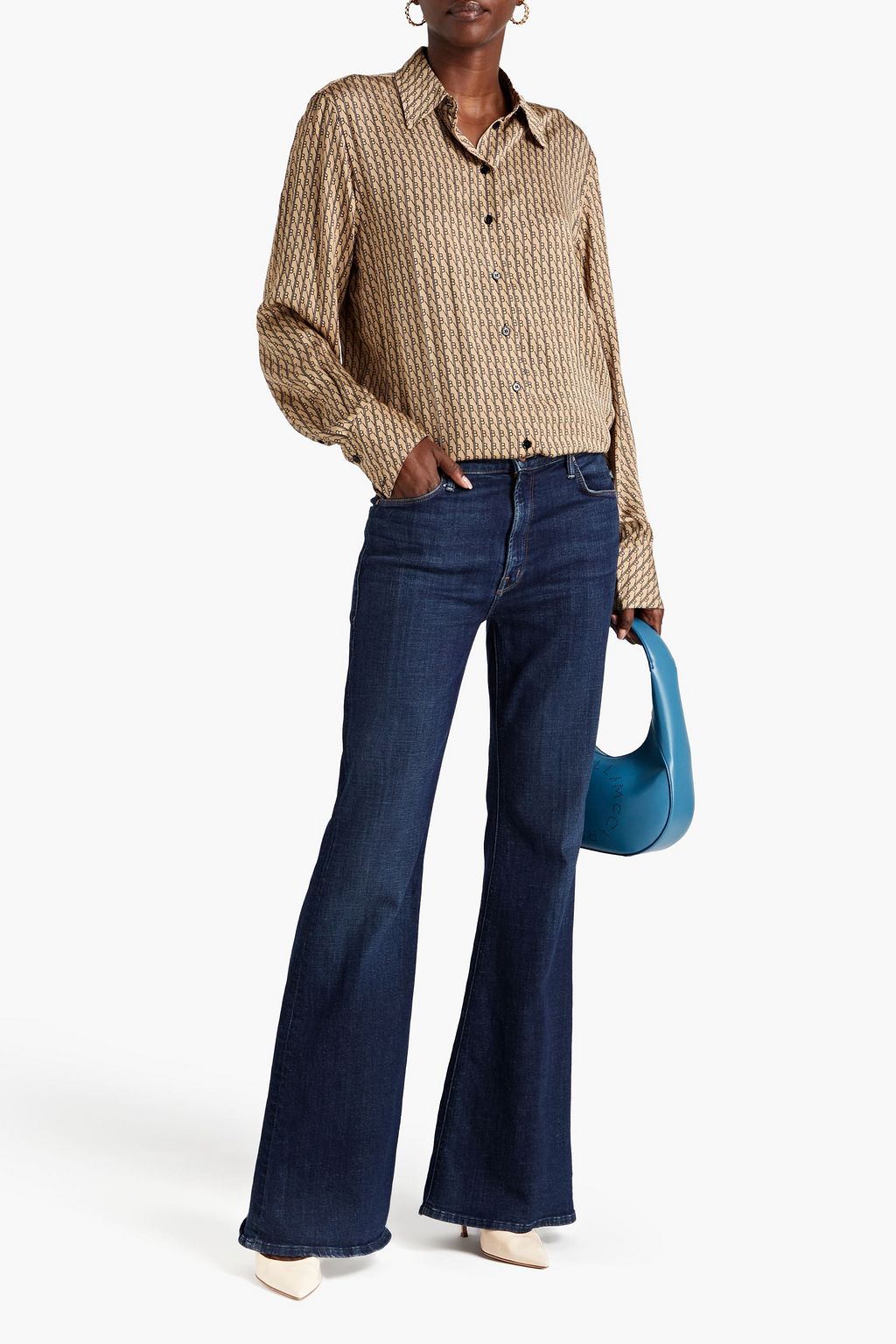 VICTORIA BECKHAM Logo-print satin-twill shirt