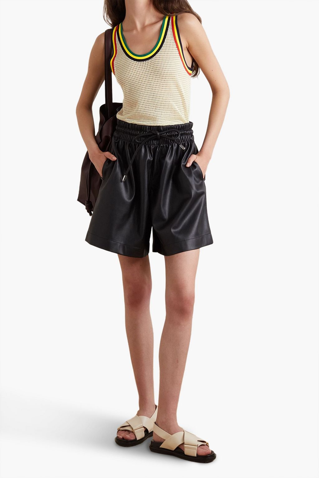 ALICE + OLIVIA クレープ ワイドレッグパンツ スモッキング タック入り