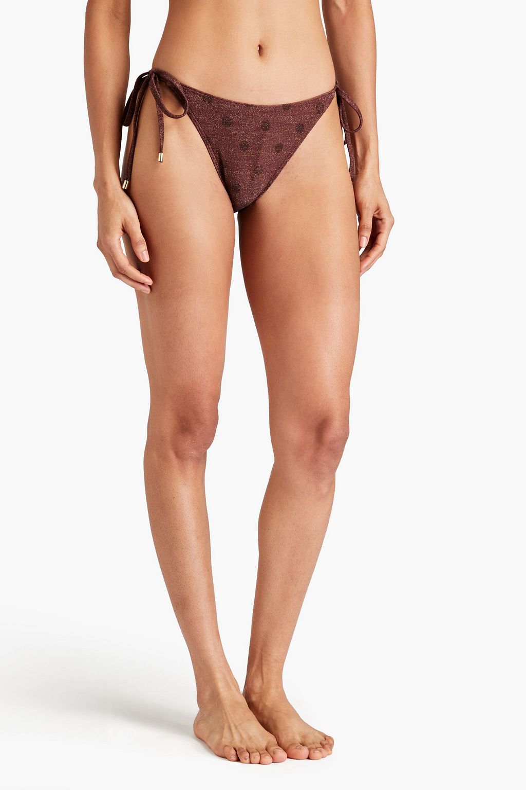 PEONY SWIMWEAR قطعة بيكيني سفلية من مزيج قماش ريبريف مطاط بتصميم منقط