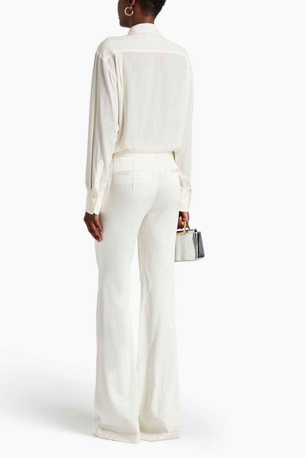VICTORIA BECKHAM Corded lace-paneled silk crepe de chine blouse