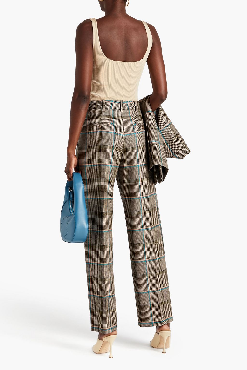 VICTORIA BECKHAM Prince of Wales checked wool straight-leg pants