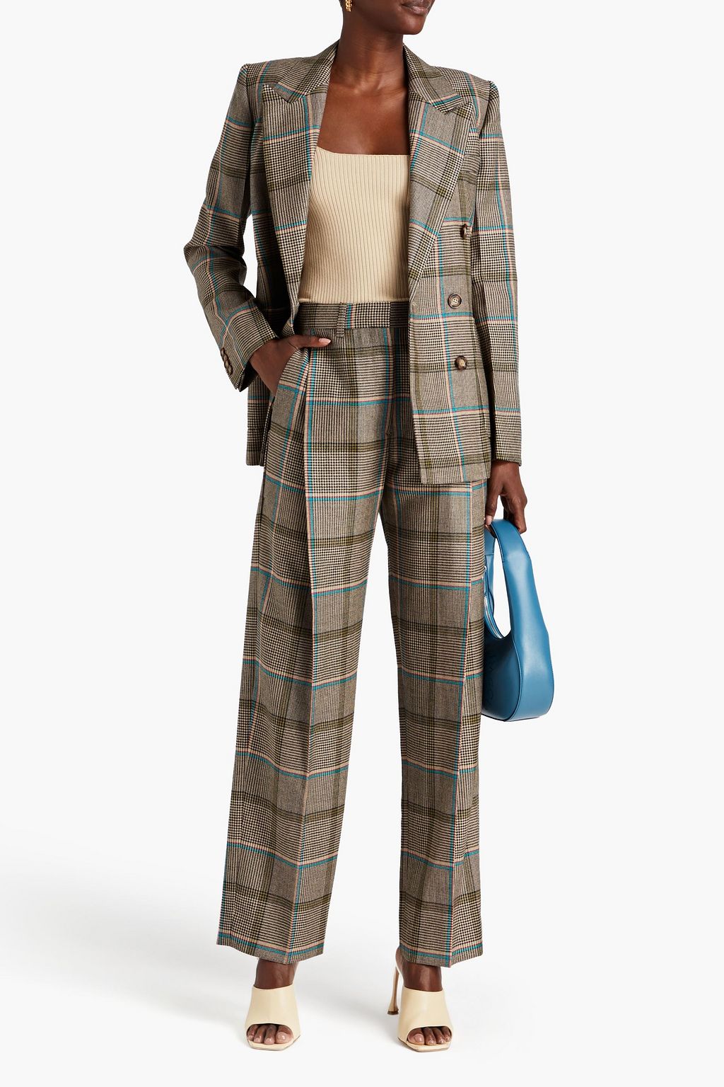 VICTORIA BECKHAM Prince of Wales checked wool straight-leg pants