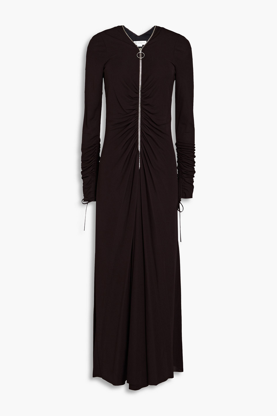 Victoria Beckham Ruched Stretch-jersey Midi Dress In Chocolate