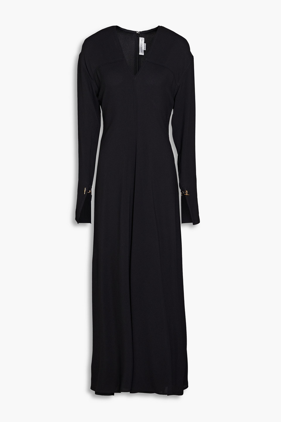 Victoria Beckham Pleated Crepe Midi Dress In Black