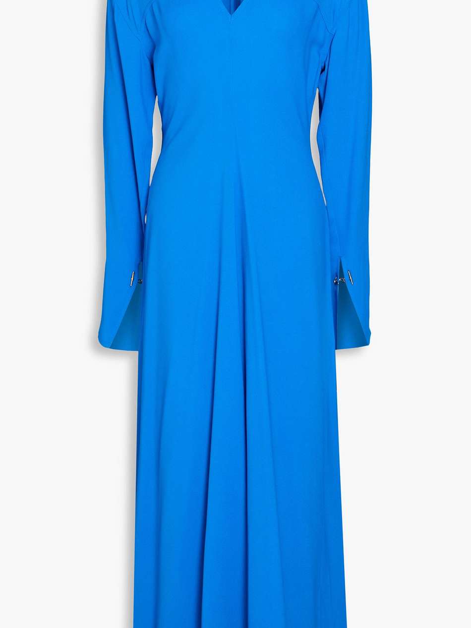 pleated crepe midi dress