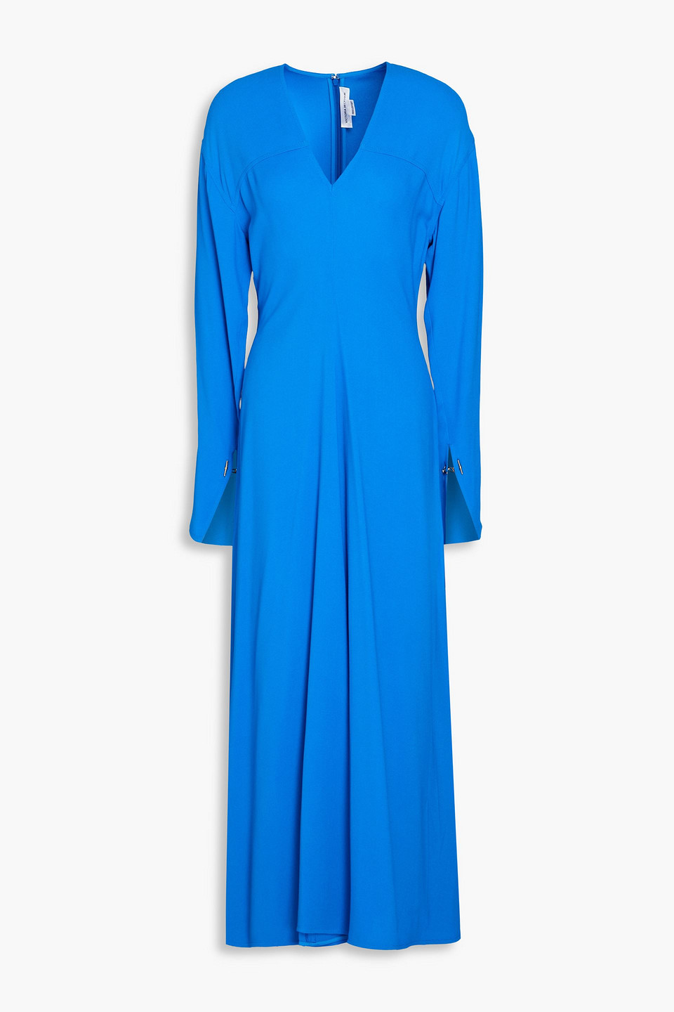 Victoria Beckham Pleated Crepe Midi Dress In Bright Blue